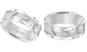 Triton Men's White Tungsten Carbide Ring, 8mm Diamond-Cut Wedding Band